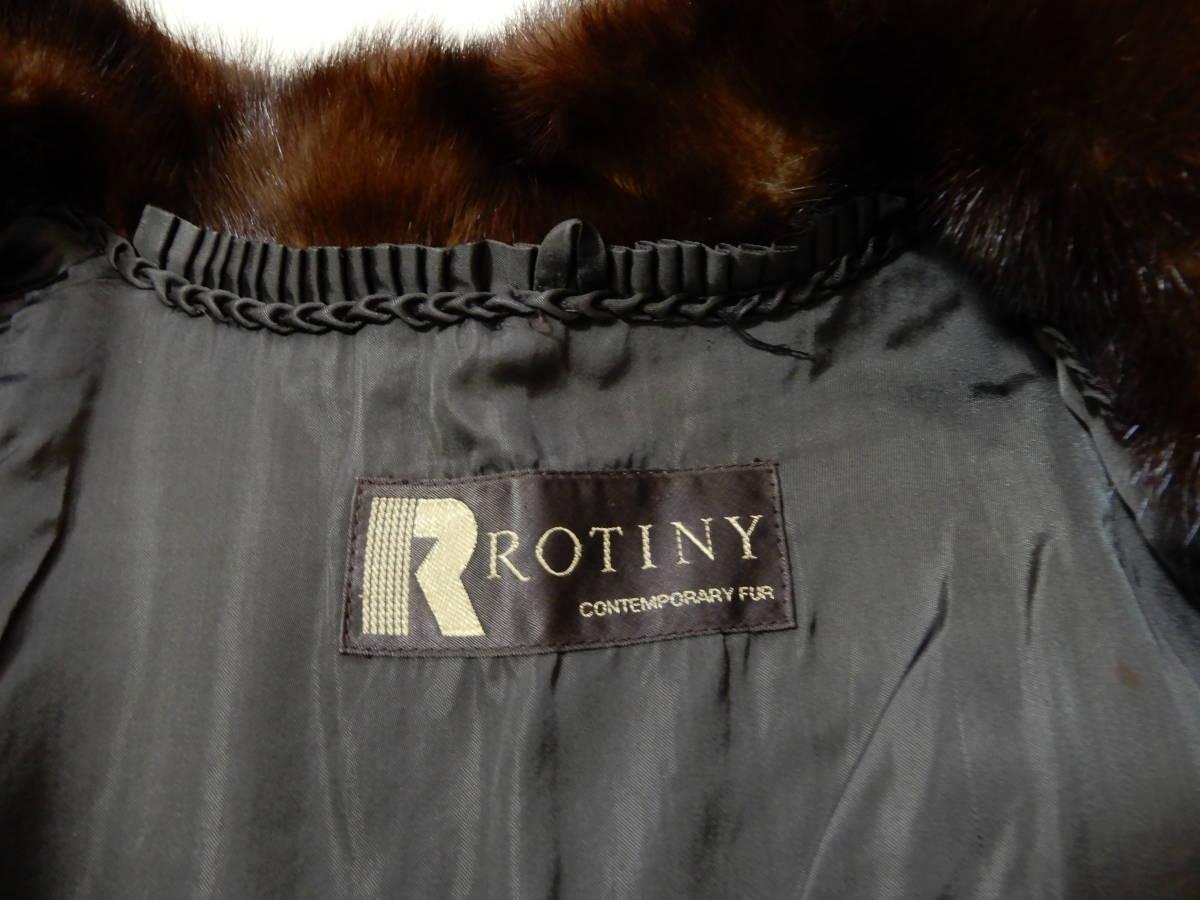 ROTINY 毛皮 ジャケット 茶 サイズ9 両サイドポケット（123）_画像5