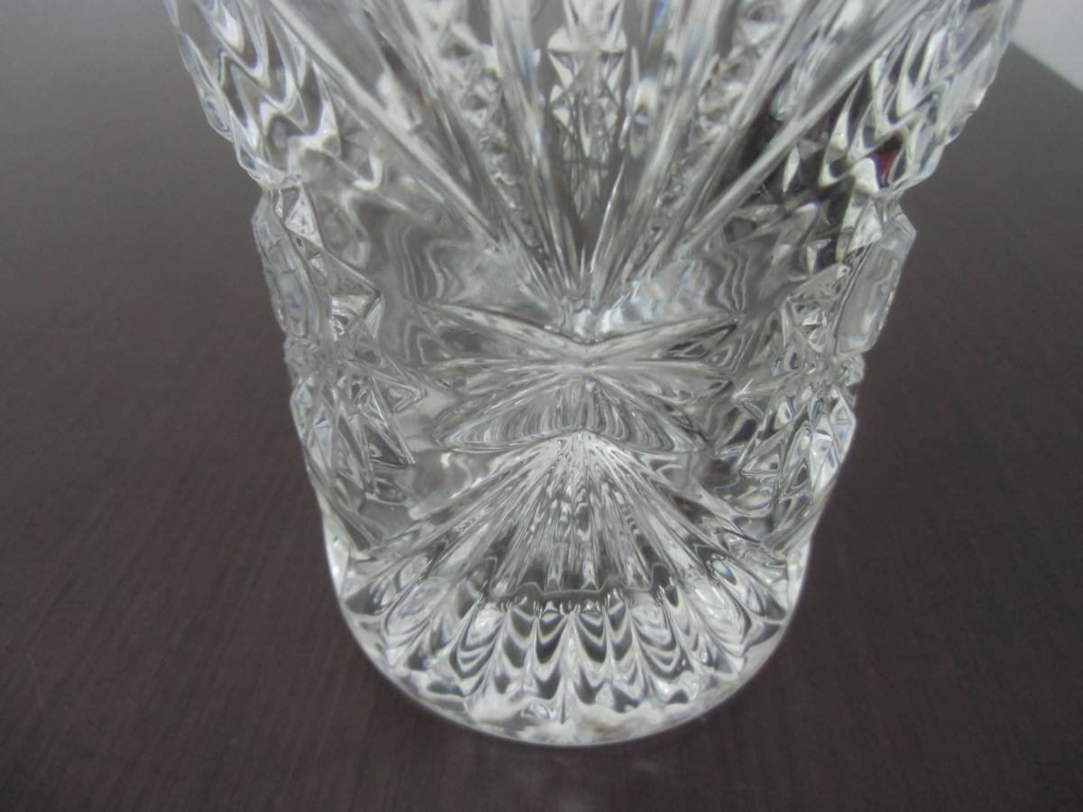 保管品 ボヘミアガラス フラワーベース チェコ ガラス工芸 高さ22.5cm クリスタル 花器 花瓶 BOHEMIA_画像10