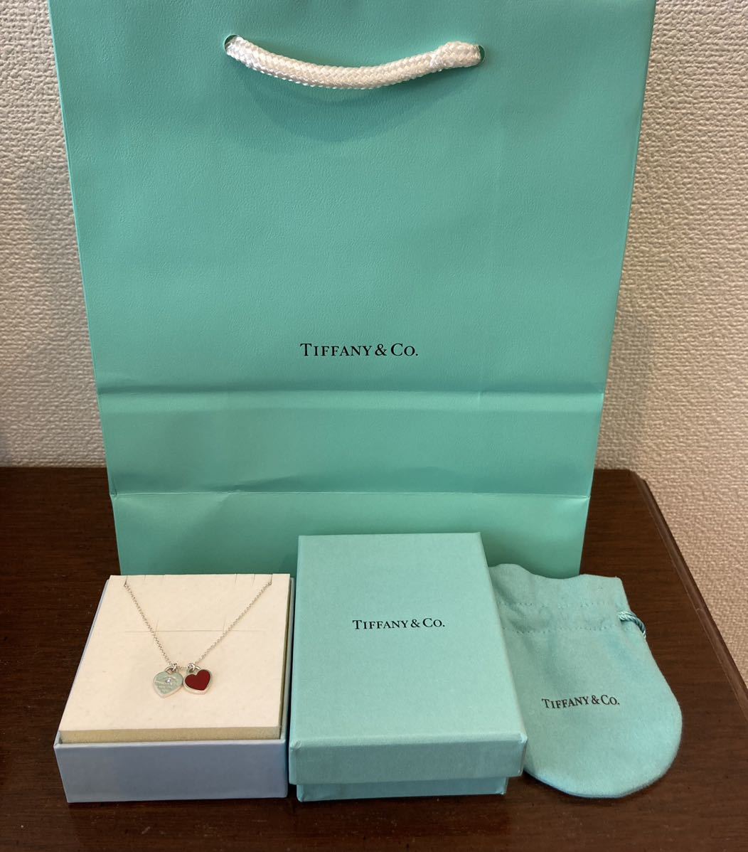 新品 正規品 ティファニー tiffany&co ネックレス　シルバー ダブルリターントゥハート ダイヤモンド ケース巾着紙袋リボン ハート_画像4