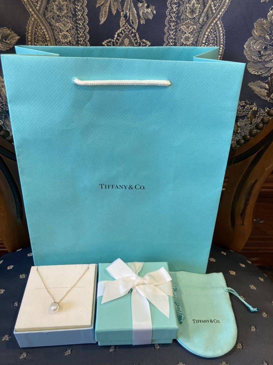 新品 正規品 ティファニー tiffany&co ネックレス　シルバー パール リボン ケース巾着紙袋リボン 箱　プレゼント