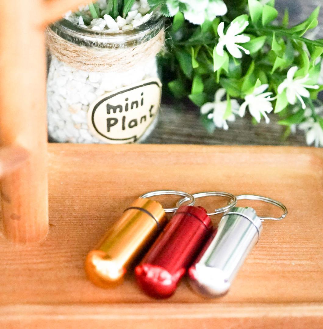  pill case key holder red gold white metal key ring 3 piece [ actual article or goods photographing ]