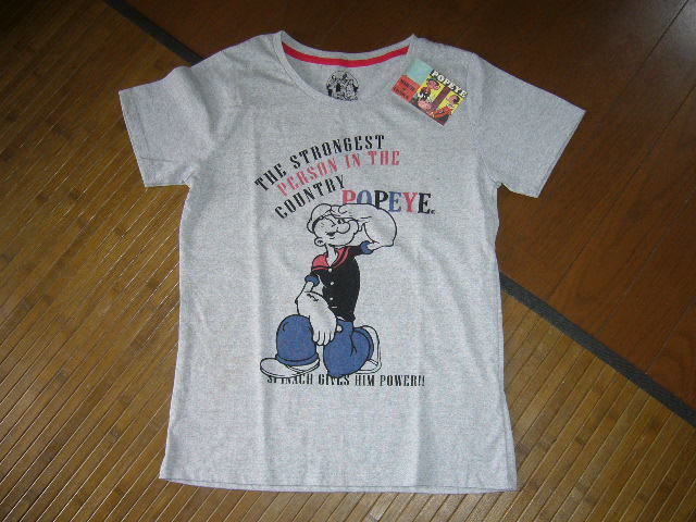 178-89♀：POPEYE ポパイ MARCH OF COMICS Tシャツ size.M 色.ライトグレー 新品 旧作の画像1