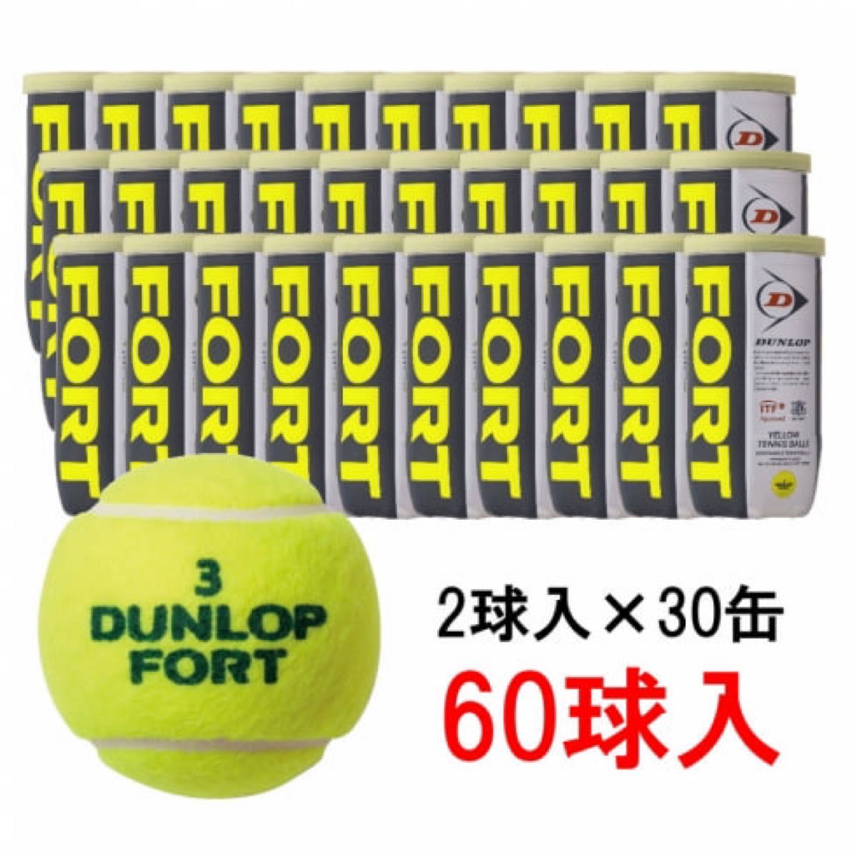 硬式テニスボール ダンロップ フォート DUNLOP FORT 60個 - ボール