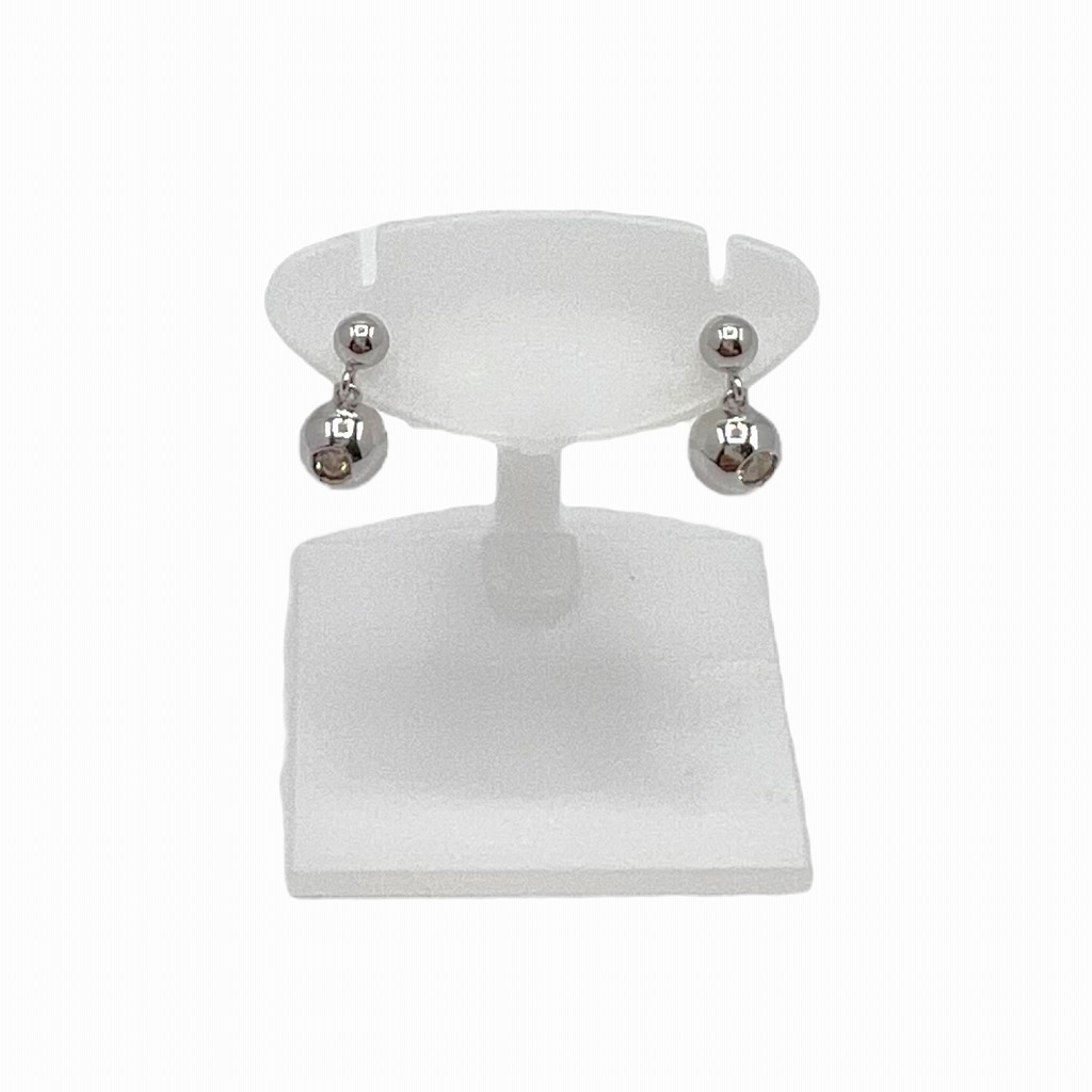 輝く高品質な WG 18金 K18 ホワイトゴールド 【中古】 デザイン キャッチピアス レディース アクセサリー 1.7g 0.10ct ピアス ダイヤモンド シルバー台