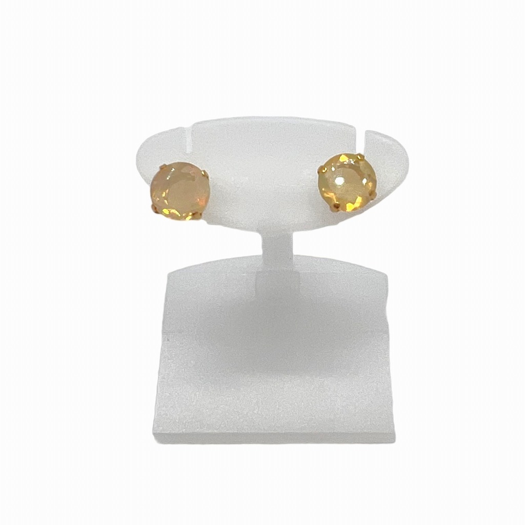 K18 18 gold opal 0.80ct earrings accessory lady's catch earrings design [ used ]