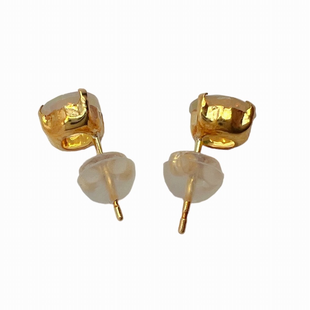 K18 18 gold opal 0.80ct earrings accessory lady's catch earrings design [ used ]