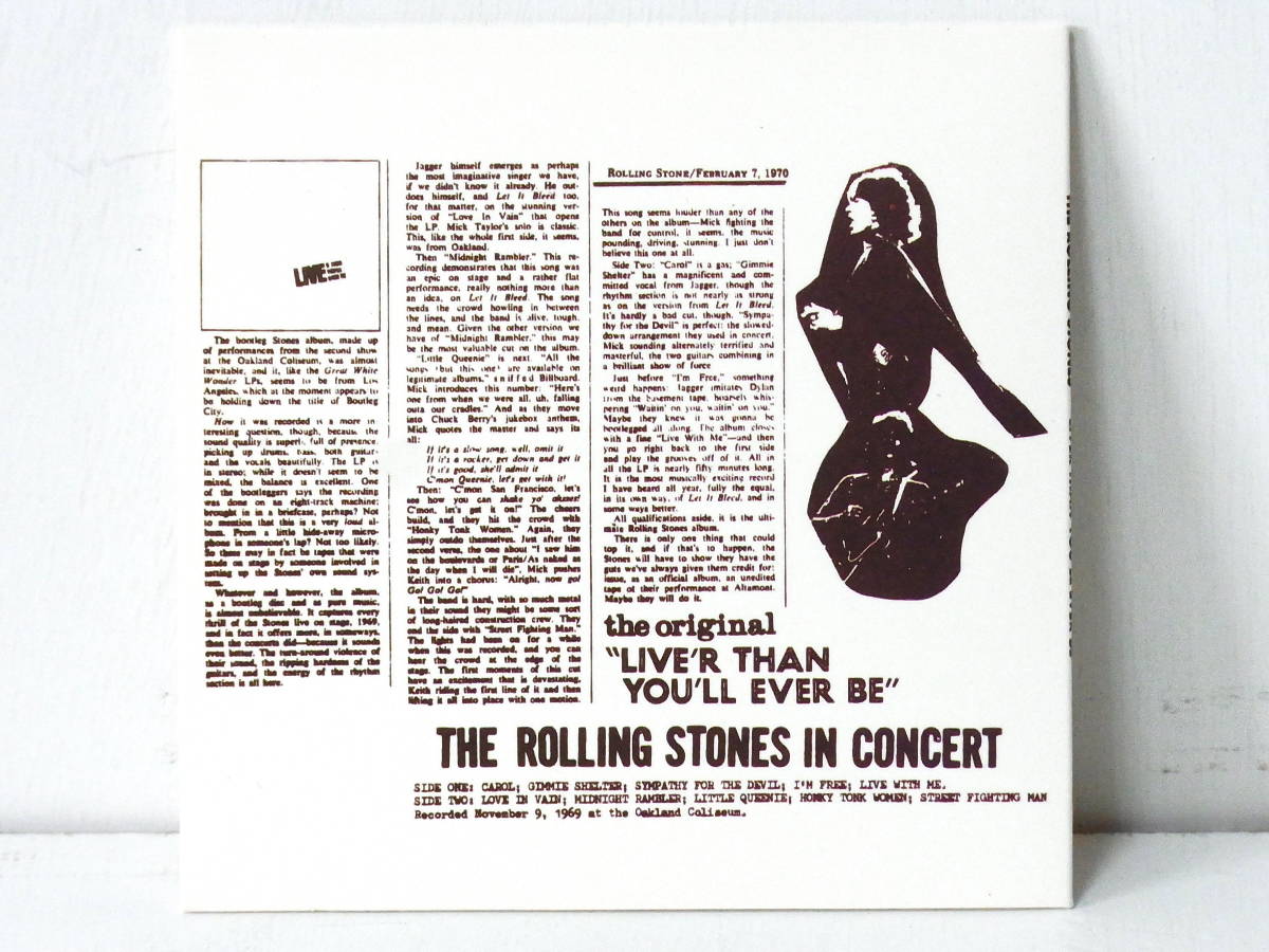 THE ROLLING STONES LIVE R THAN YOU' LL EVER BE CARDBORAD SLEEVE_画像2