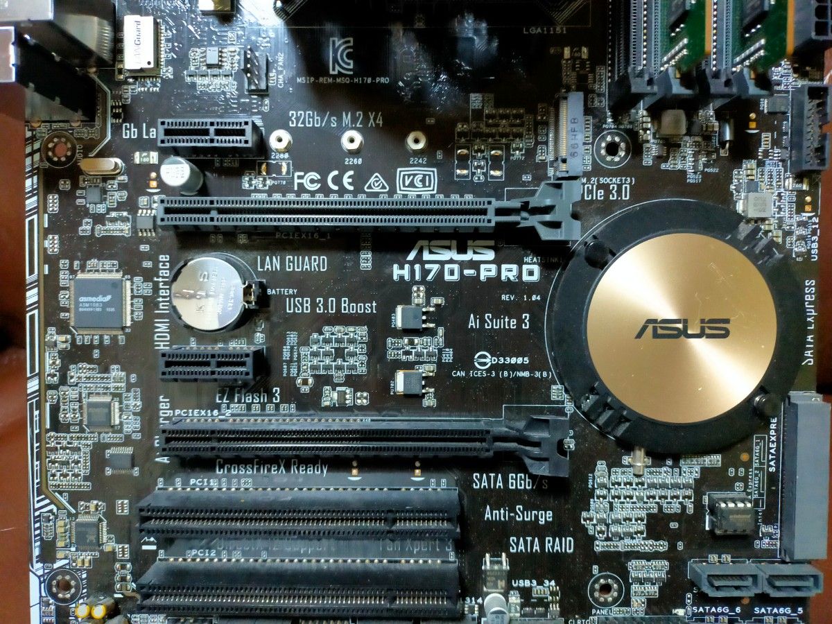 Intel Core i7 6700k ASUS H170-PRO CPUクーラー RAM8GBx2 セット