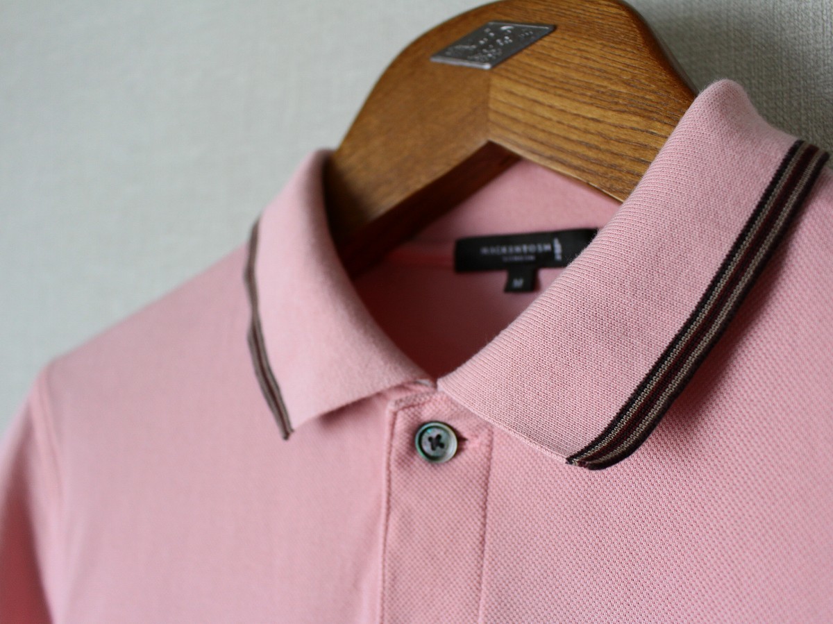 【 MACKINTOSH LONDON マッキントッシュ 】コットン100% 半袖 ポロシャツ Mサイズ ライン入り ピンク の画像3