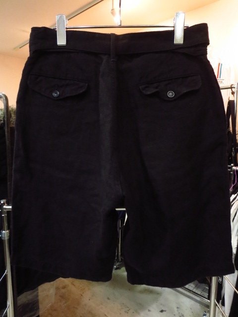 COMOLI コモリ 19SS (P01-03016) カナパ ベルテッド ショーツ ヘンプ ハーフ パンツ 黒 ブラック BLACK 1 定価39600円