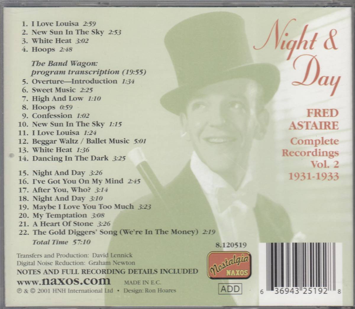 輸 Fred Astaire Night & Day - Complete Recordings Vol. 2 1931-1933◆規格番号■8.120519◆送料無料■即決●交渉有_画像2