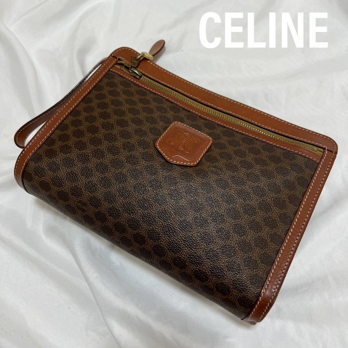 セリーヌ　CELINE オールドセリーヌ vintage クラッチバッグ　セカンドバッグ　 ハンドバッグ　総柄 ストラップ付き マカダム　トリオンフ