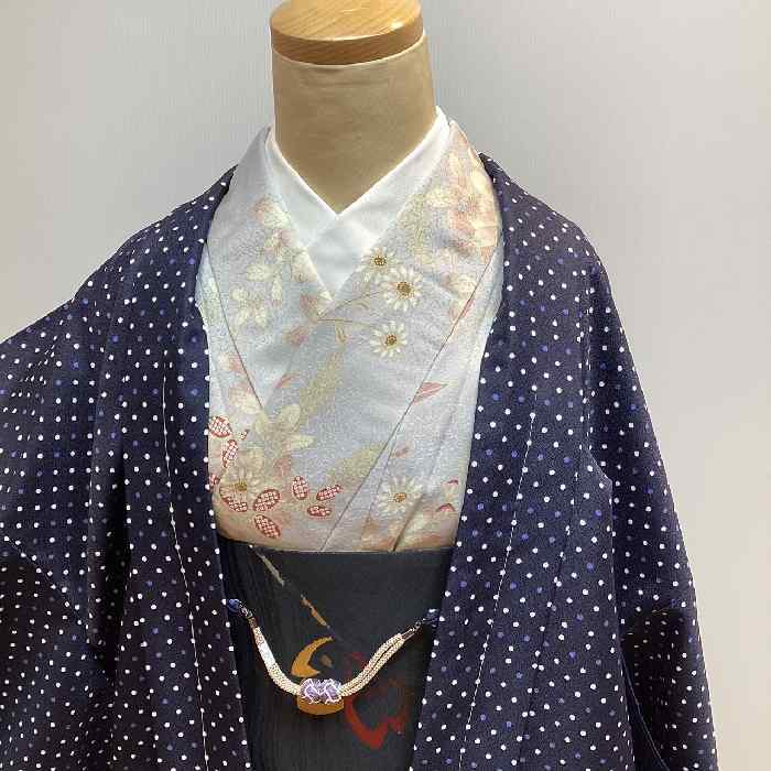  brand new feather woven ha156 navy blue ground . white . blue. polka dot pattern kimono coat ... kimono new goods postage included 