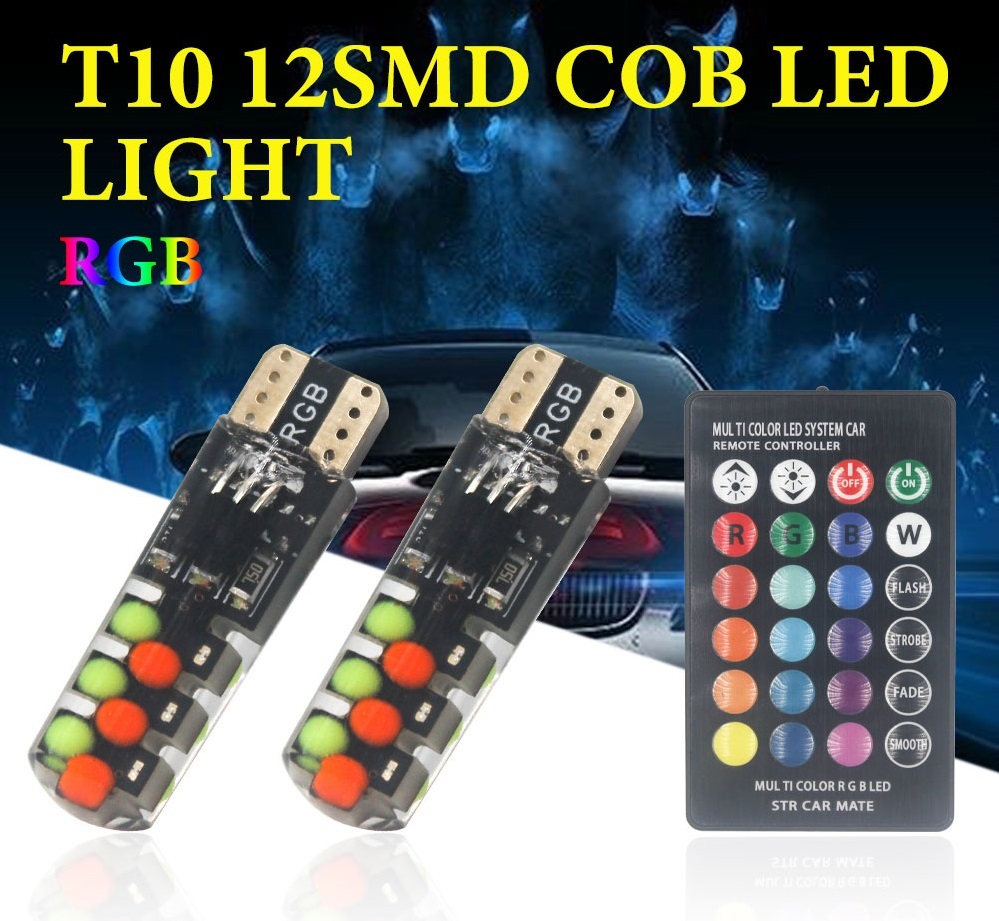 T10 LEDバルブ 4個セット リモコン操作 LED T10ウェッジ 明るさ切替 20色 調色 ポジションランプ ライト 車 の画像1