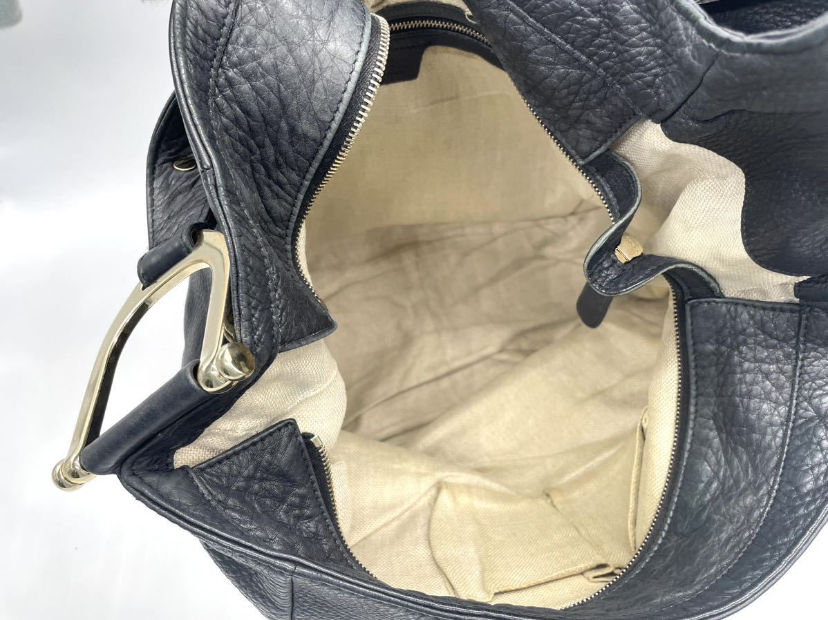 1円◯極美品GUCCI グッチ ワンショルダーバッグ トートバッグ ハンドバッグ G金具 レザー ブラック 黒 レディース