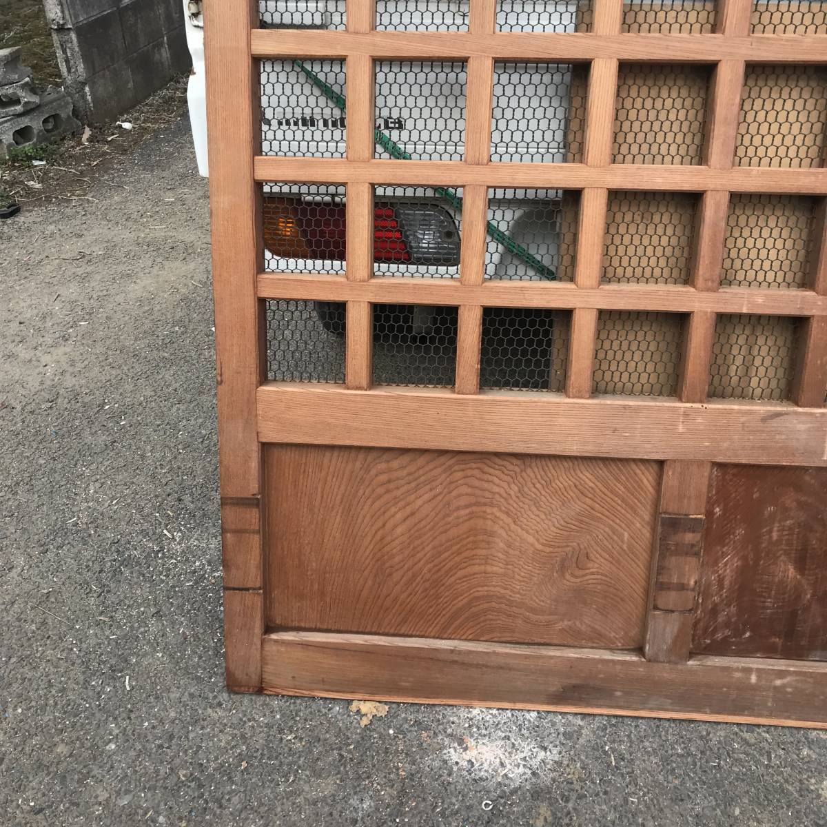 豪華ラッピング無料 蔵戸 時代物 茨城発 無垢材 扉 蔵 アンティーク 格子 金具 古鉄 建具