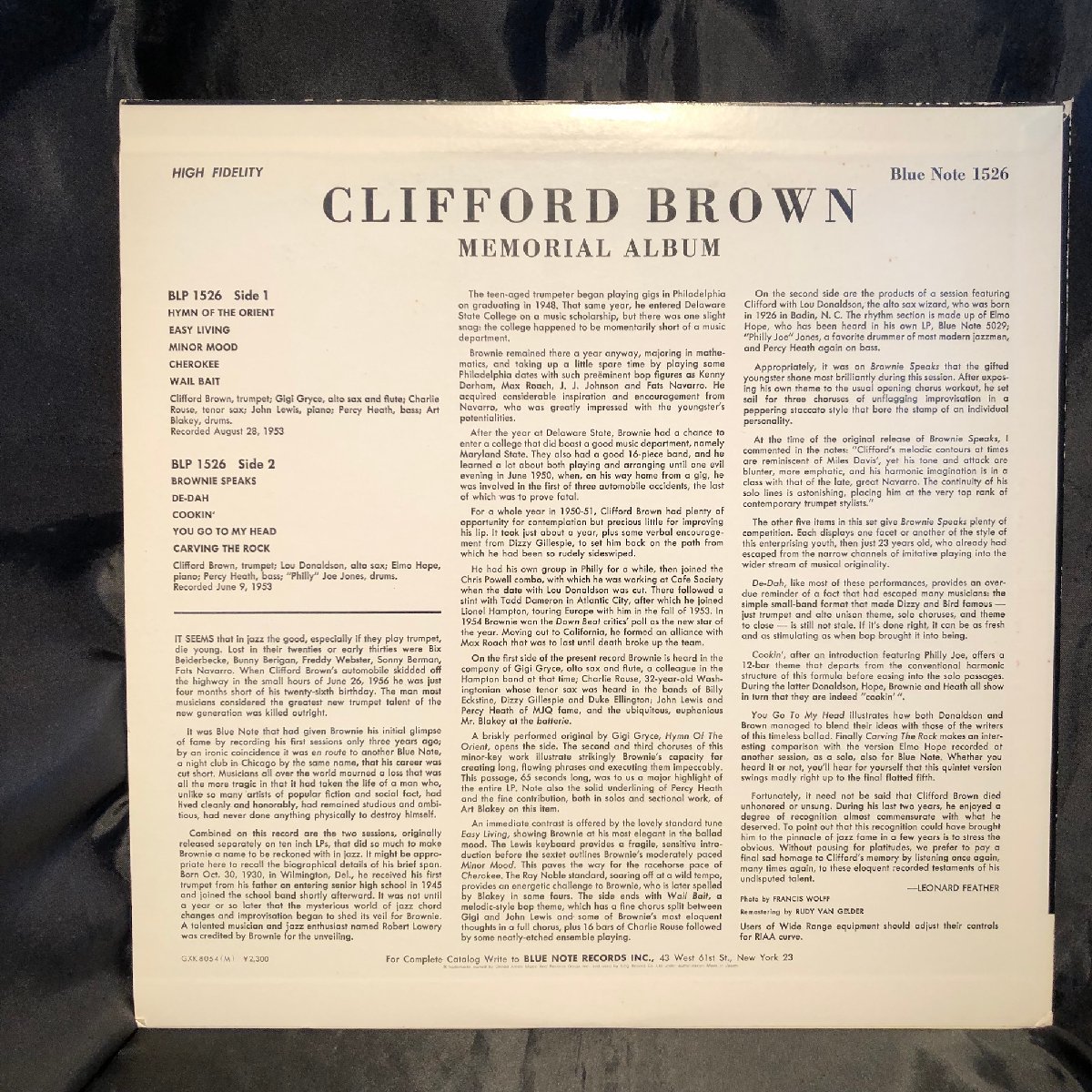 Clifford Brown / Memorial Album LP Blue Note ・KING RECORD_画像2