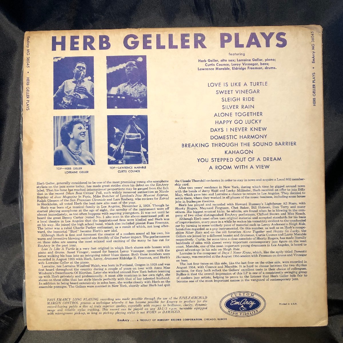 Herb Geller / Herb Geller Plays LP EmArcy_画像2