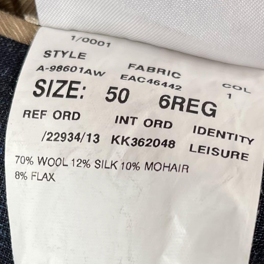 美品LARDINI ネイビー チェック ブートニエール付 サイズ48 ウール