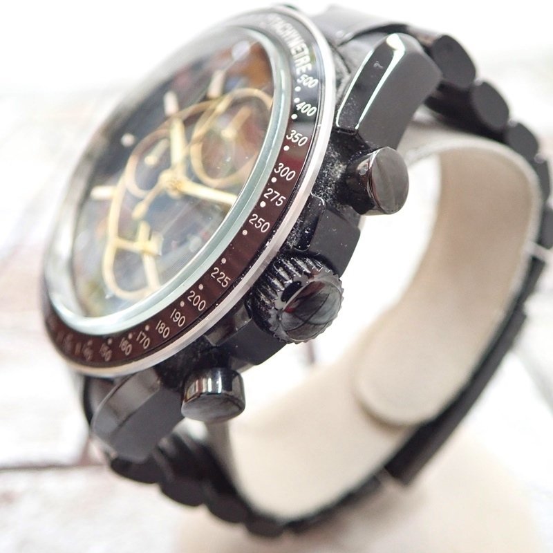 サルバトーレマーラ SM-8010B クロノグラフ デイト スモセコ 黒文字盤 クォーツ 40mm メンズ 腕時計 稼働品 Salvatore Marra_画像5