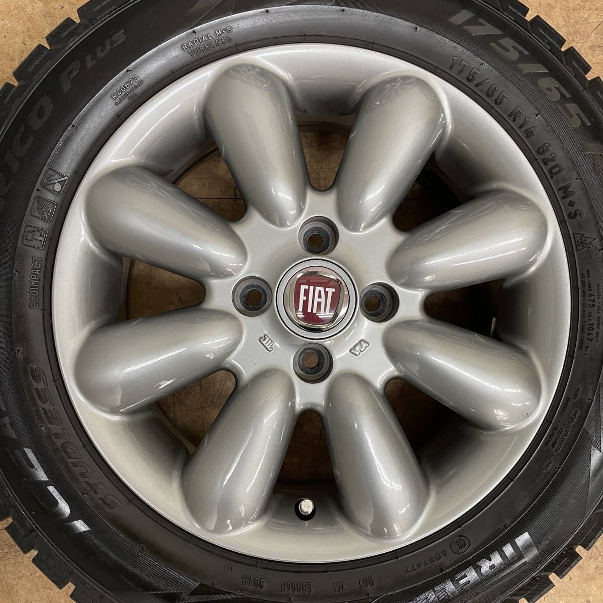 送料無料！バリ溝！FIAT フィアット 500 純正 14インチ 5.5J +35 PCD98 4H ピレリ 175/65R14パンダ アバルト 500 4本セット_画像3