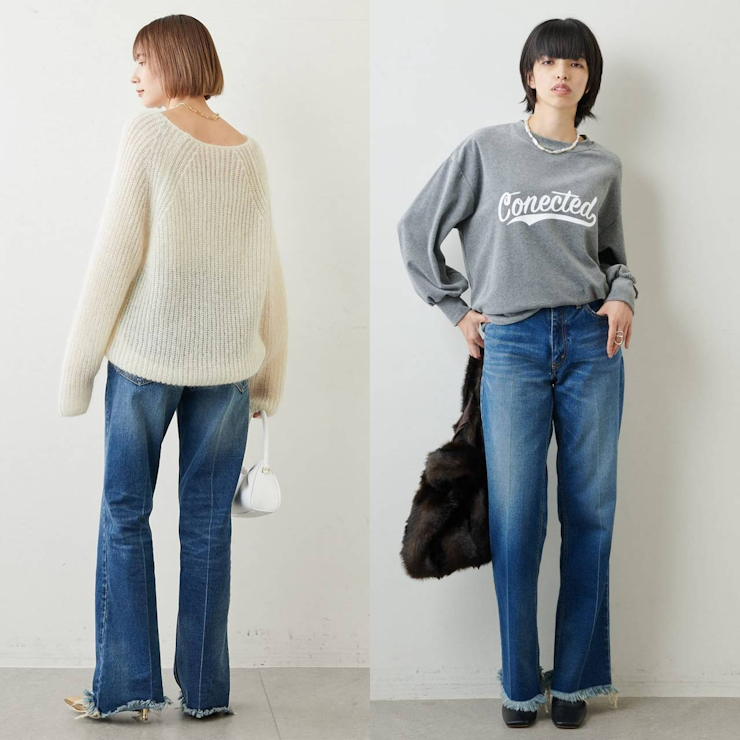 新品 定価29700円 ウィムガゼット DENIM フリンジ パンツ 青 ブルー 36 レディース S M フレア ブーツカット ジーンズ Whim Gazette デニム_画像8