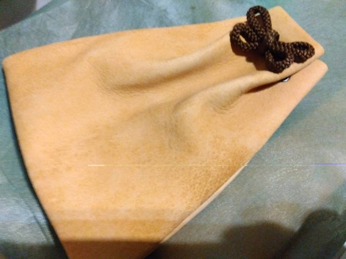 [ deer leather ] pouch ( deer angle. netsuke )/ cloth bag . cut sack smoke . inserting beige ocher unused adult man. .. item!