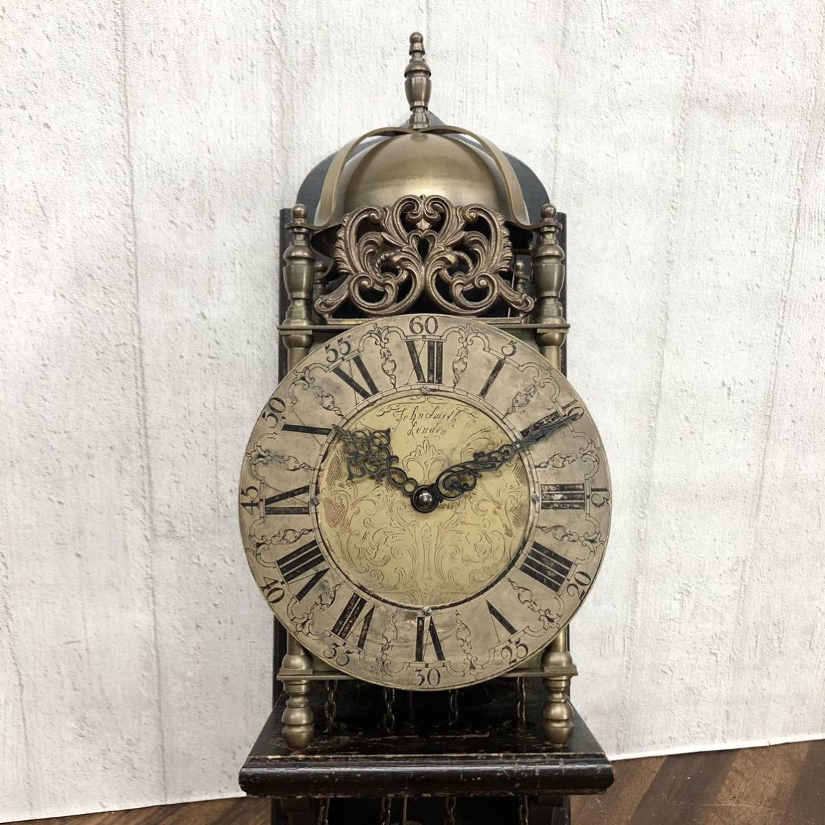 1スタ★JOHN SMITH LONDON ドイツ製 振り子 機械式 時計 真鍮 掛け時計 菊TK_画像2