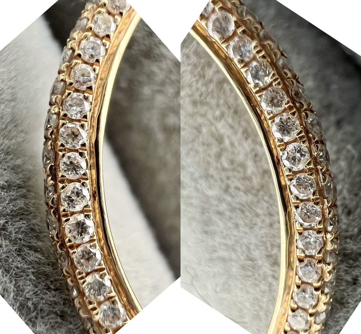 k18 天然 ダイヤモンド 0.45ct ダイヤ ハーフエタニティ リング