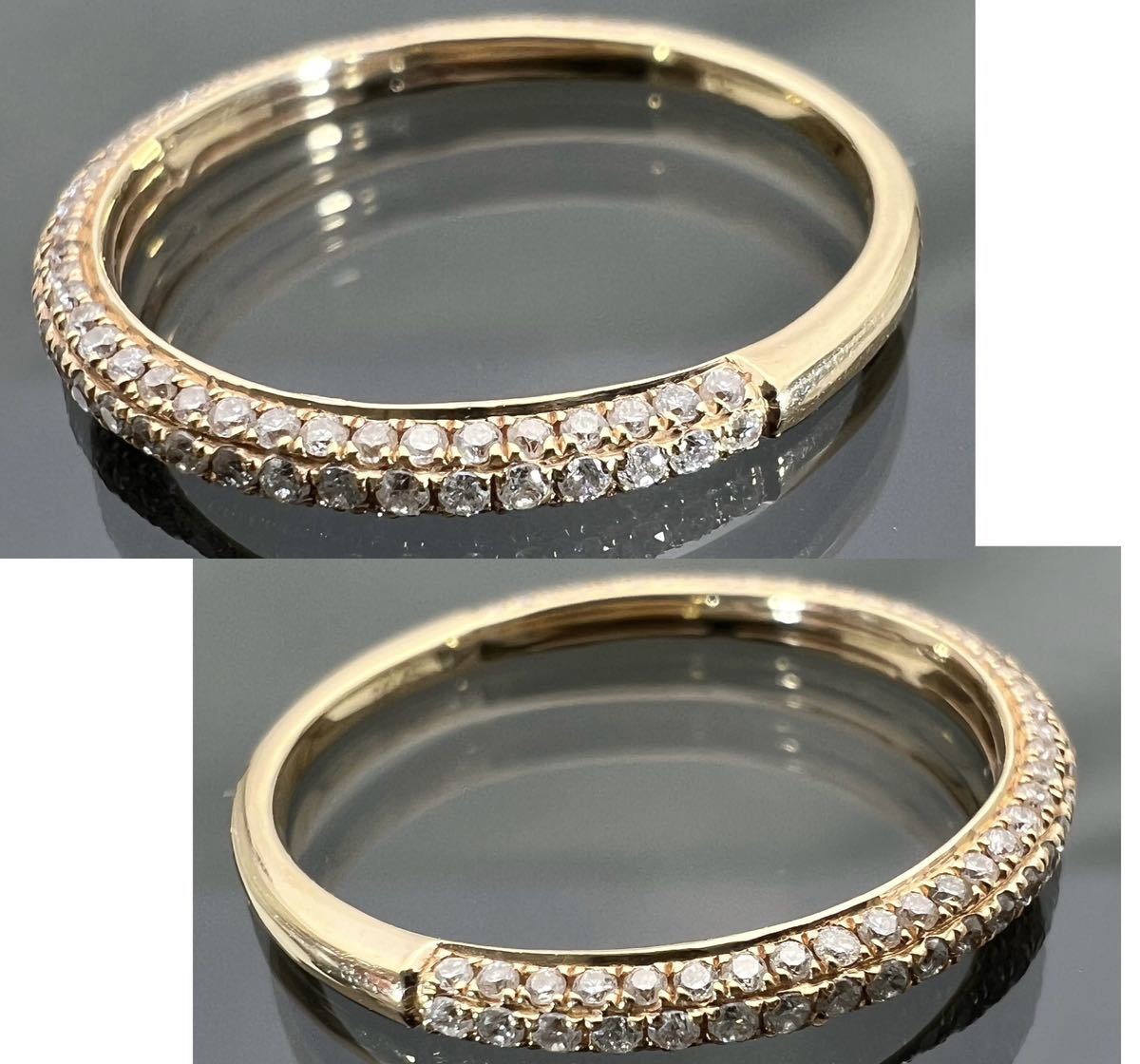 k18 天然 ダイヤモンド 0.45ct ダイヤ ハーフエタニティ リング-
