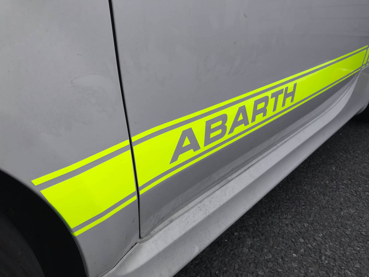 新品 高級シート使用 蛍光色 サイドデカール 左右セット アバルト 595 フェーズ4 タイプ 695 F595 500 FIAT ABARTH PISTA _画像4