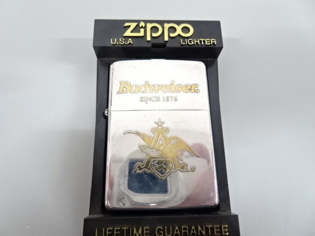 着火確認済み 1994年製 Zippo ジッポ Budweiser バドワイザー ビール 銀 シルバー ヴィンテージ オイル ライター 喫煙 USAの画像1