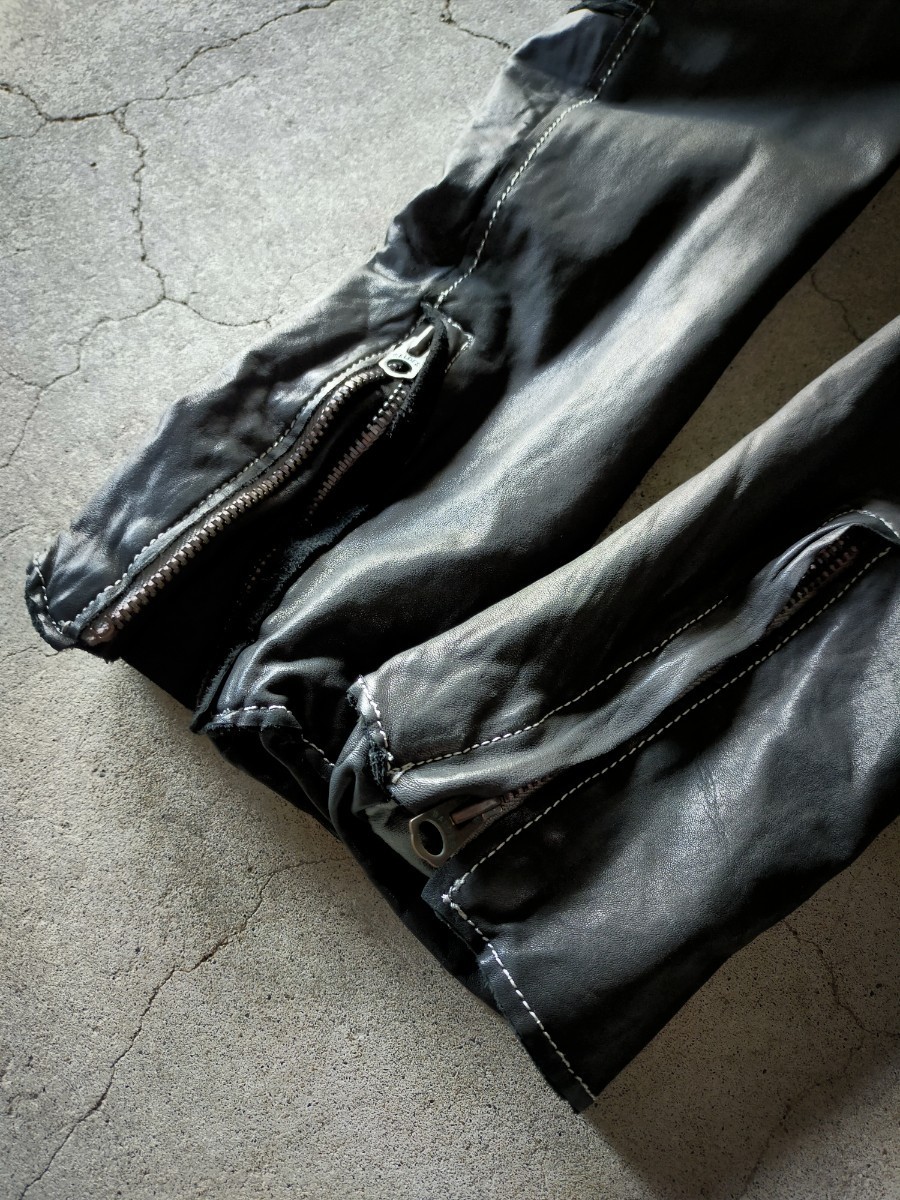 スカルヘッド付き【名作!!】sisii シングルライダースジャケット メンズ ブラック size-M 黒 シシ 革ジャン vintage 日本製 - 3