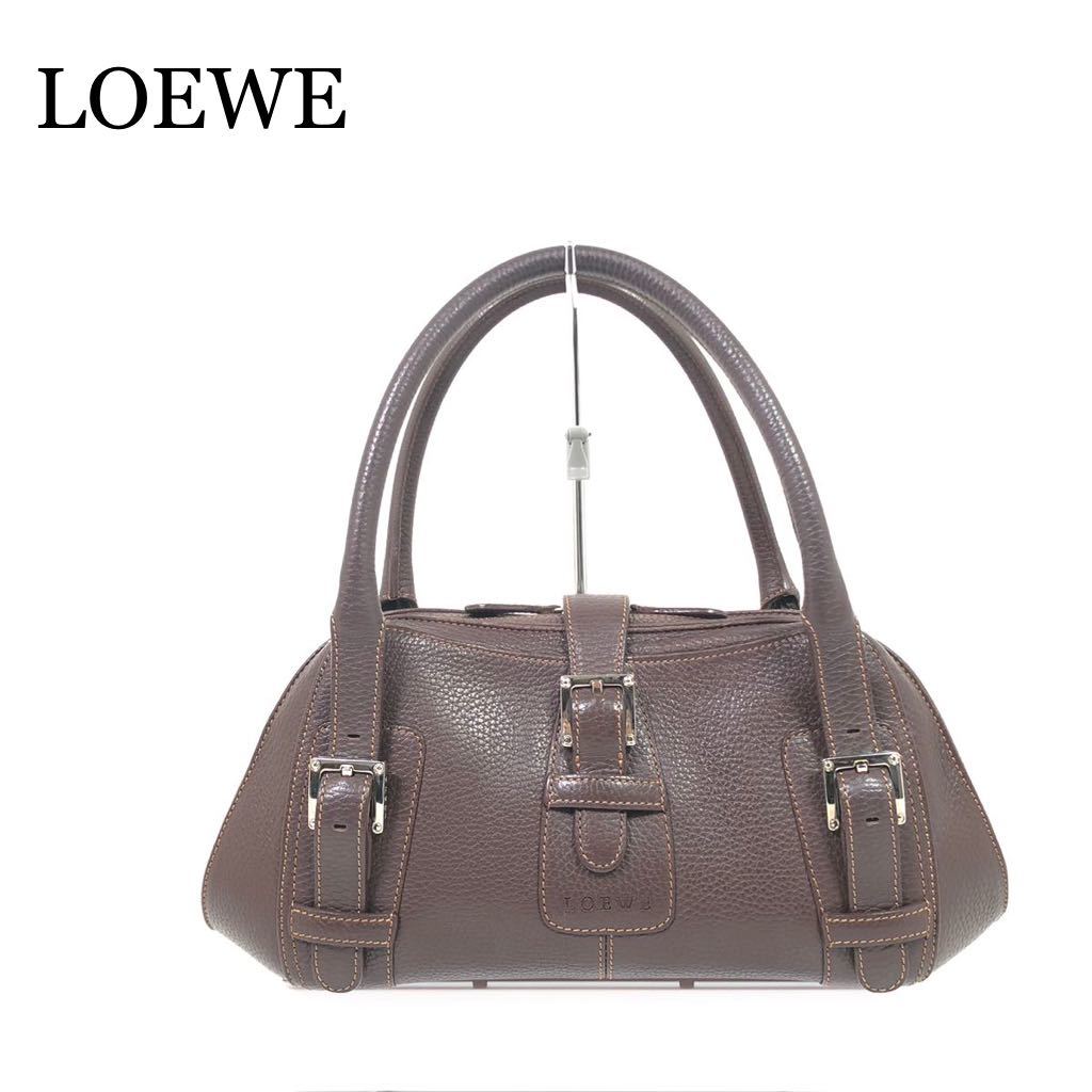 2648］良品 ＊LOEWE ロエベ＊ レザー ハンドバック ロゴ 黒 最安値挑戦