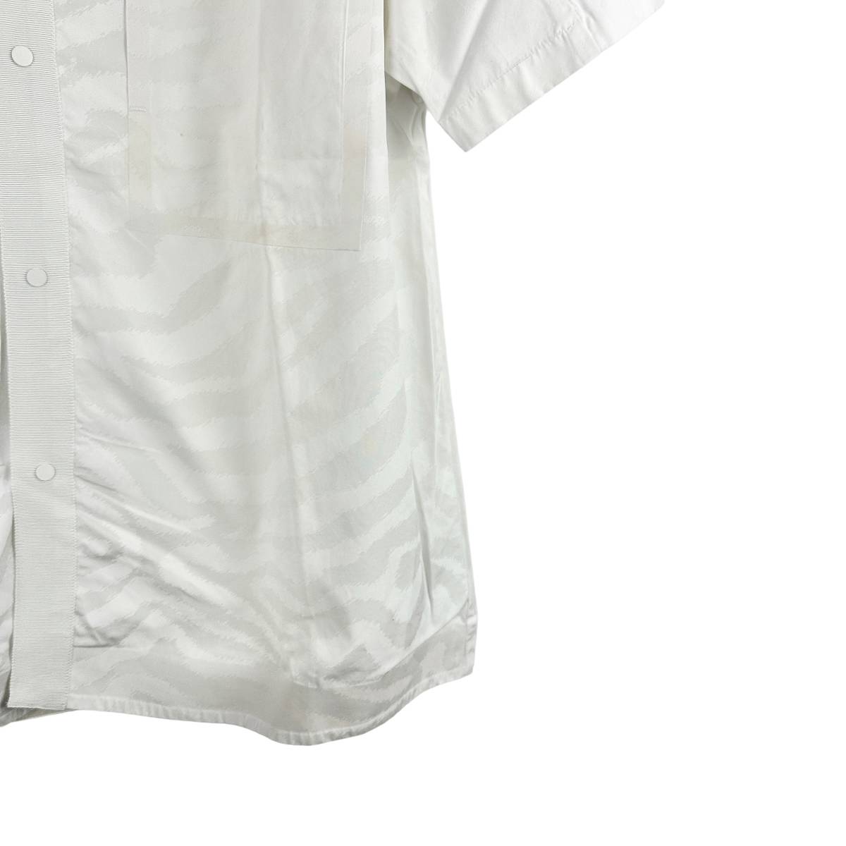 OAMC(オーエーエムシー) collarless zebra pattern s/s shirts (white)