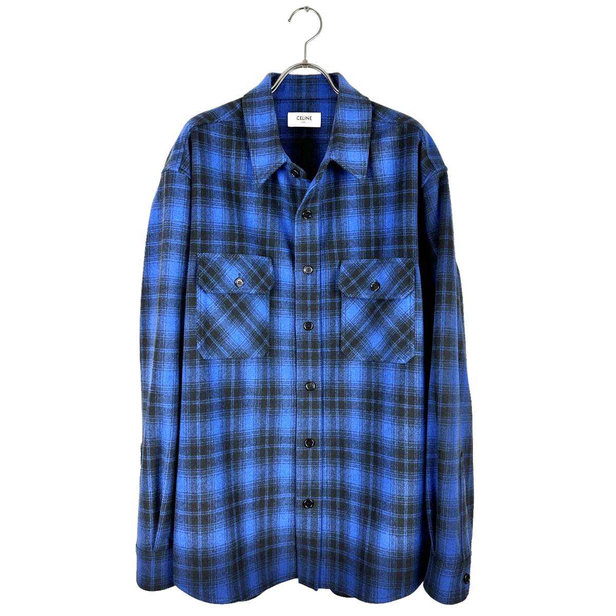 CELINE(セリーヌ) Shortsleeve Check Shirt (blue)_画像1