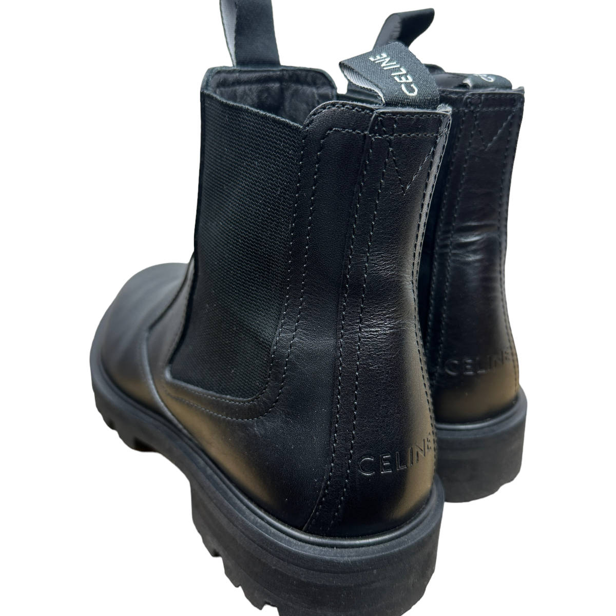 CELINE(セリーヌ) Margaret Chelsea Shiny Bull Black Boots (black