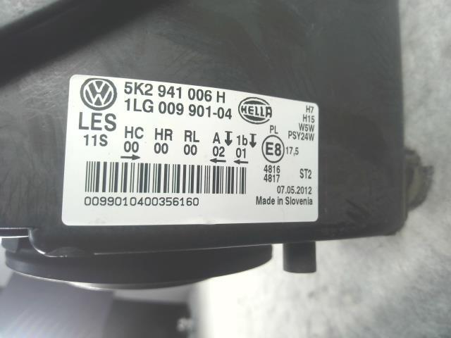 VW ゴルフ DBA-1KCBZ ヘッドランプ 右 TSIトレンドラインブルーモーションテクノロジー LC9X Heller 5K2941006H_画像3