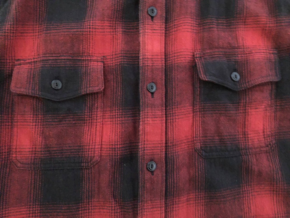 Pherrow's フェローズ ネルシャツ チェック 42 XL 赤黒_画像5