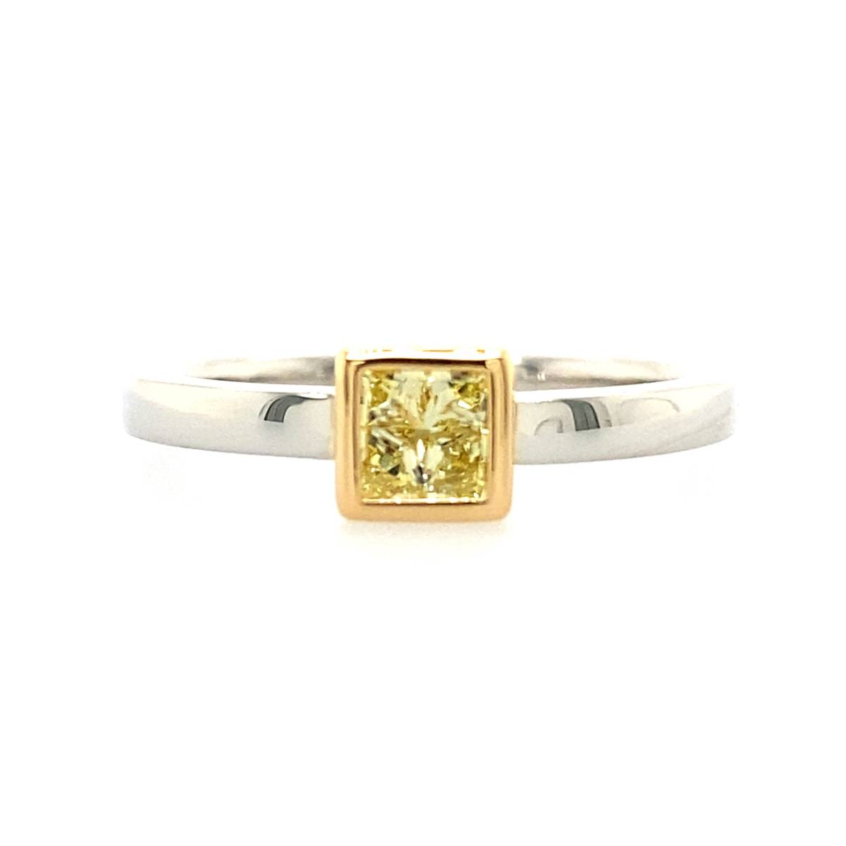 FANCY LIGHT YELLOW スクエアシェイプ/シンプルリング/0.332ct/CGL/JRT0016