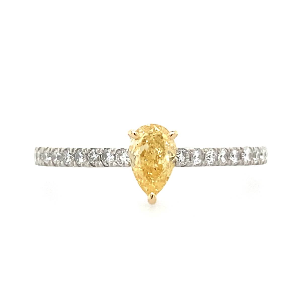 FANCY INTENSE ORANGY YELLOW ペアシェイプリング/0.370ct/CGL/JRT0018