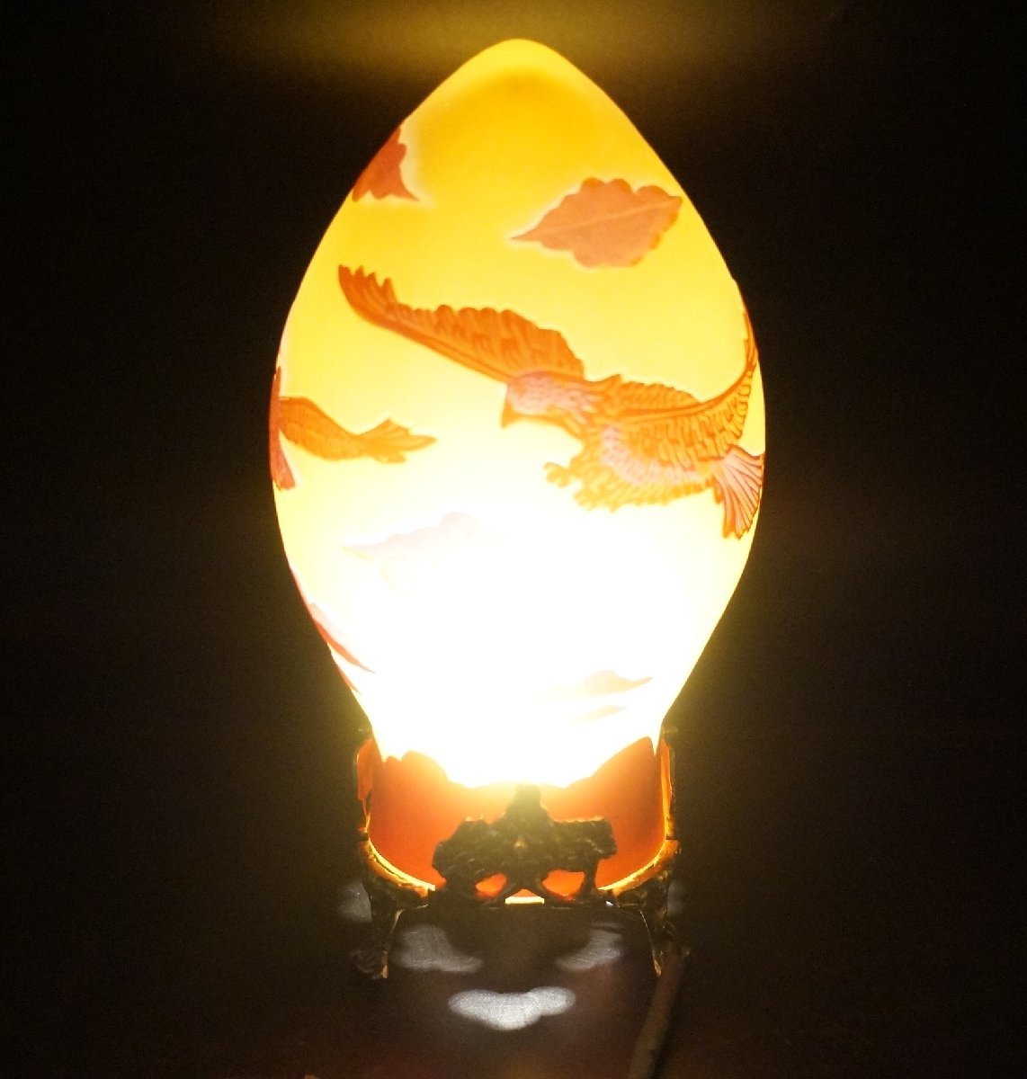 【証明書】エミールガレ　一灯ランプ 　芥子紋　カメオ彫り　被せガラス　高さ33ｃｍ　　 FM1287