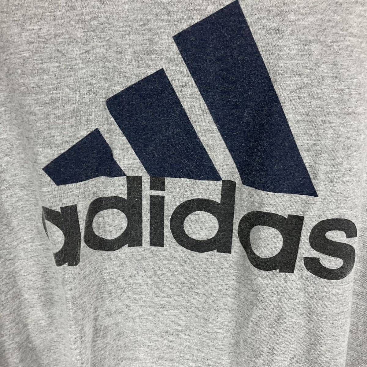 adidas アディダス半袖Tシャツ カットソー メンズ XLサイズ 灰色 グレー スポーツ ウェア トップス アクティビティ トレーニング ウェア_画像3