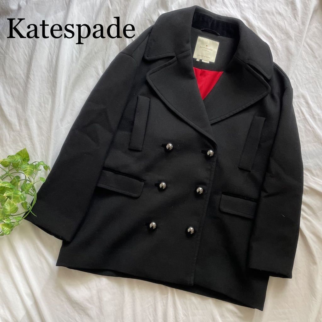 Kate spade new york ピーコート ブラック 黒 XS レッド 限定価格