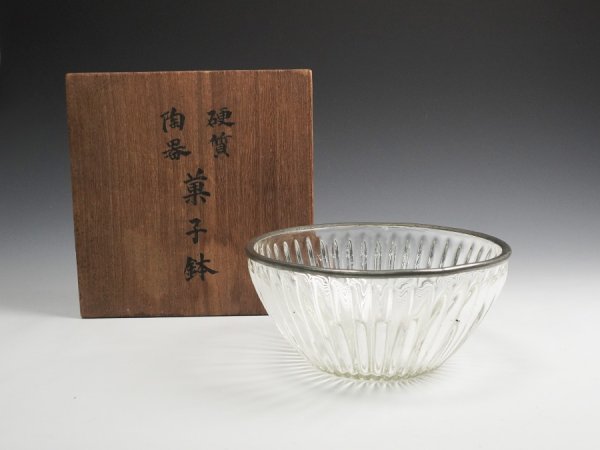 時代硝子 義山 菓子鉢 ガラス鉢 用心箱 茶道具 保証品9955ACのサムネイル
