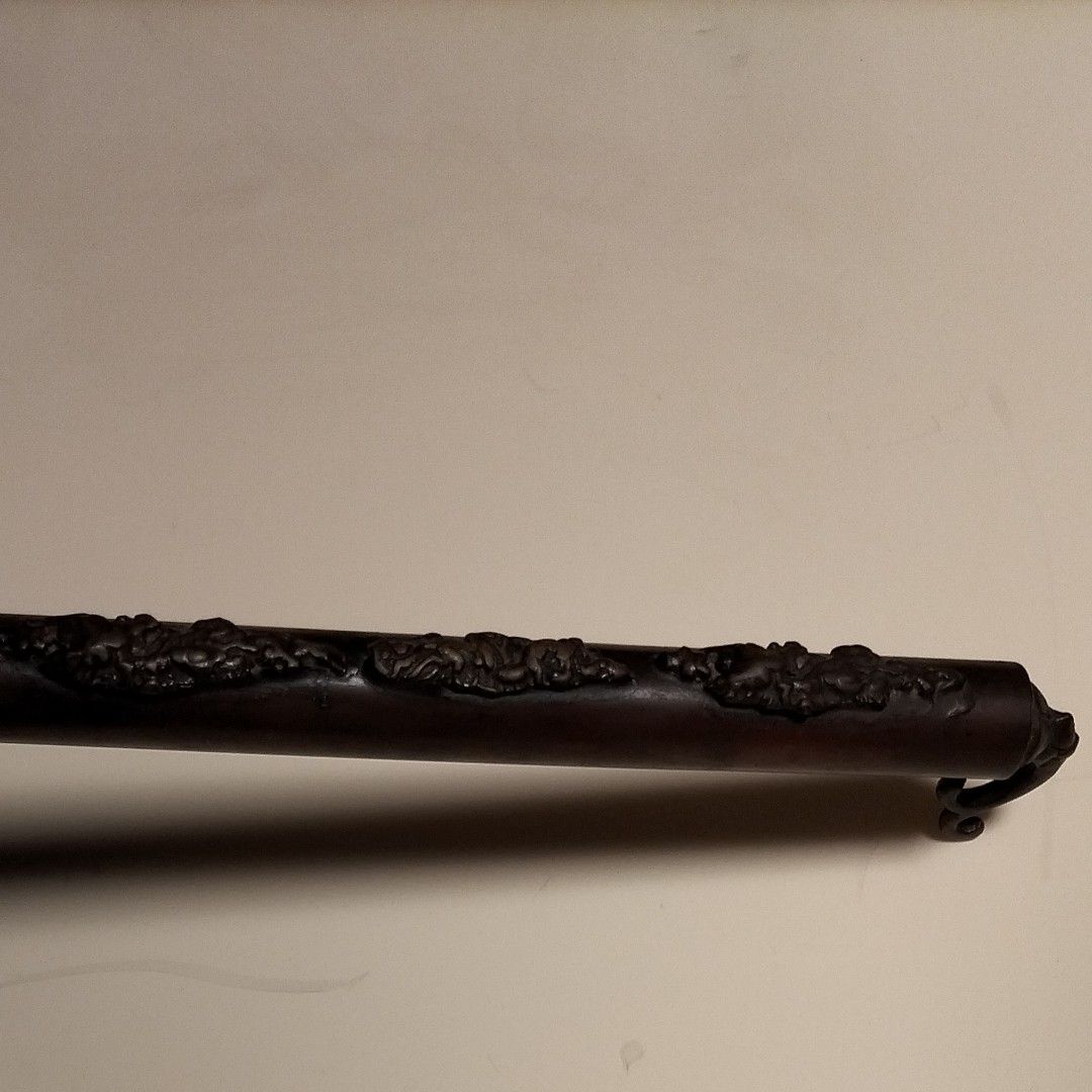 銅製矢立香炉 三葉葵紋様