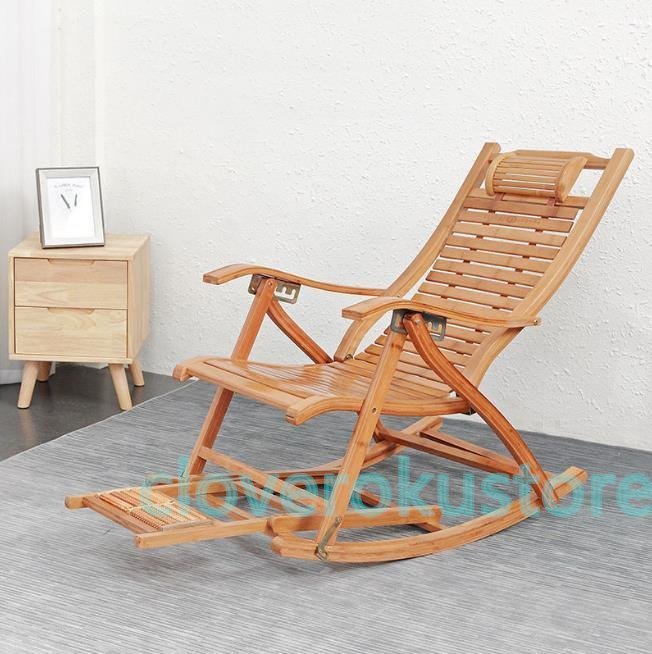 竹製ロッキングチェア レジャー用　折りたたみチェア 　仮眠ラウンジチェア 家庭用椅子 高さ調節可能_画像2