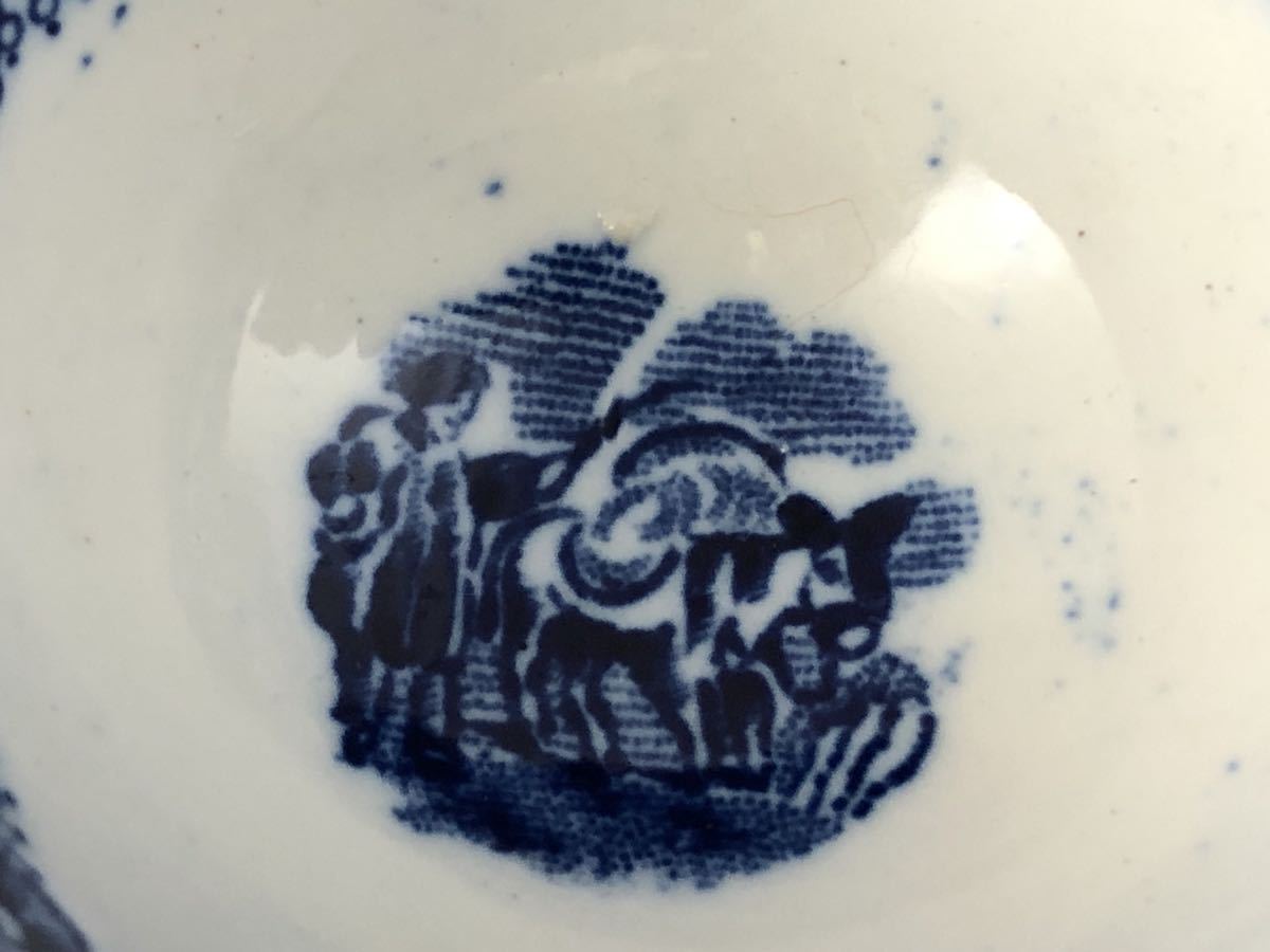 ◆アンティーク洋食器◆阿蘭陀焼/オランダ焼 藍絵 西洋人物絵 盃◆桐箱の画像5