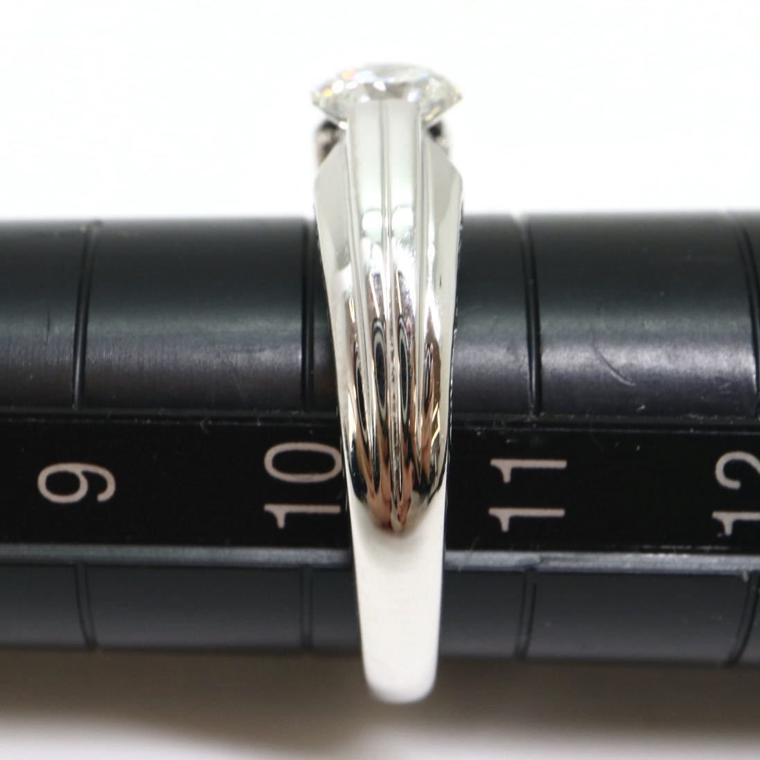 美品☆〈天然ダイヤモンドリング〉m 0.50/0.15ct PT900 7.4g diamond jewelry ring EF9/EG5_画像9