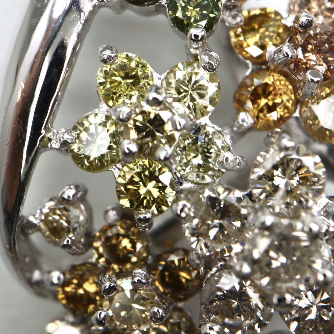 豪華☆〈天然マルチカラーダイヤモンドネックレス〉a 2.27ct K18WG 45cm 11.1g diamond jewelry EH0/EH4 - 3